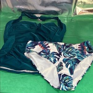 Elegant Teal Halter Bikini Set
